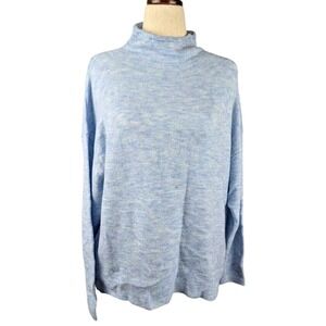 Style & Co Womens Foggy Blue Heather Funnel Knit Sweater Top Size XL